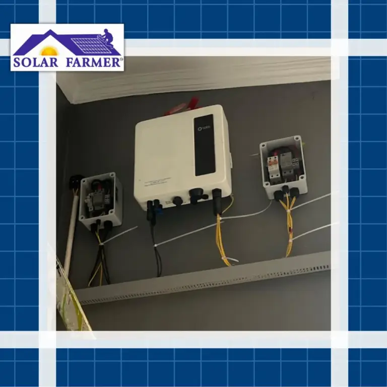 Solar inverter installed on wall for energy conversion